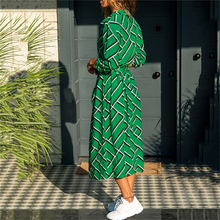 Laden Sie das Bild in den Galerie-Viewer, NEDEINS 2020 Sommer Strand Druck Lange Kleid Frauen Boho Freizeit Langarm Kleid Mode Elegante Split Kleid Kleidung Für Frauen