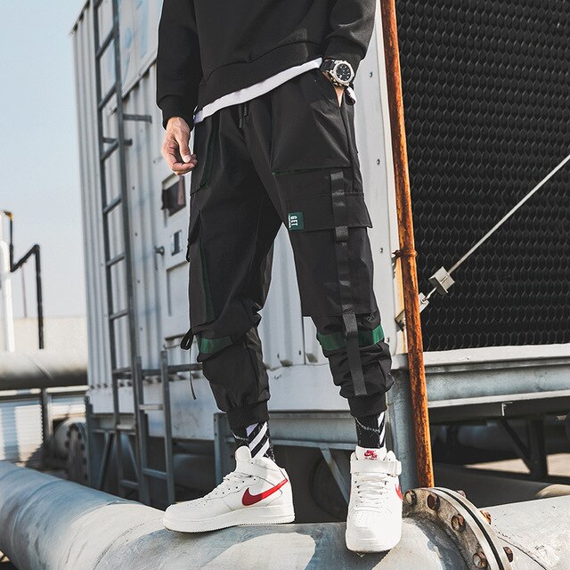 LAPPSTER Männer Bänder Streetwear Cargo Hosen 2020 Herbst Hip Hop Joggers Hosen Overalls Schwarz Fashions Baggy Taschen Hosen