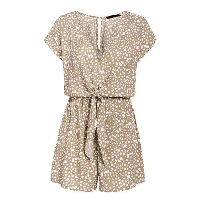 Conmoto bogen ärmel breite bein frauen kurze overalls beiläufige lose fliege playsuits leopard ärmellose kurze strampler