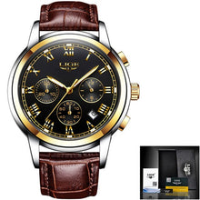 Laden Sie das Bild in den Galerie-Viewer, LIGE Uhr Für Männer Top Marke Luxus Wasserdichte 24 Stunde Datum Quarz Uhr Braun Leder Sport Armbanduhr Relogio Masculino 2020
