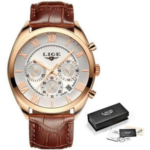 LIGE Uhr Für Männer Top Marke Luxus Wasserdichte 24 Stunde Datum Quarz Uhr Braun Leder Sport Armbanduhr Relogio Masculino 2020